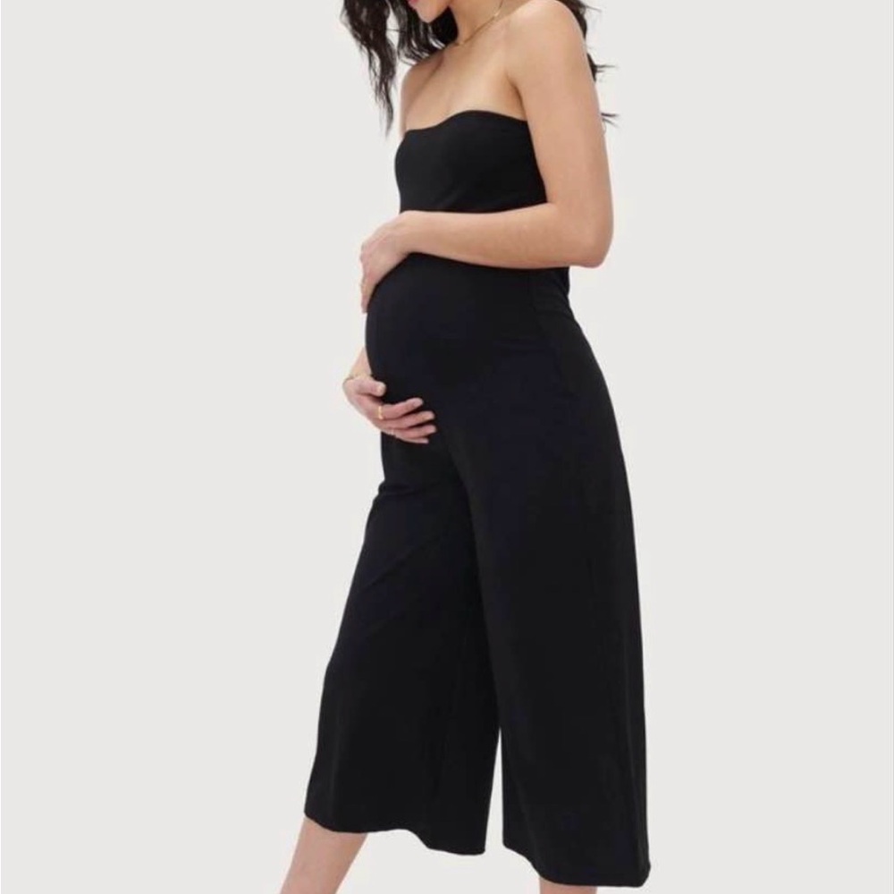 Hatch Maternity Strapless Black Maternity Jumpsuit Small